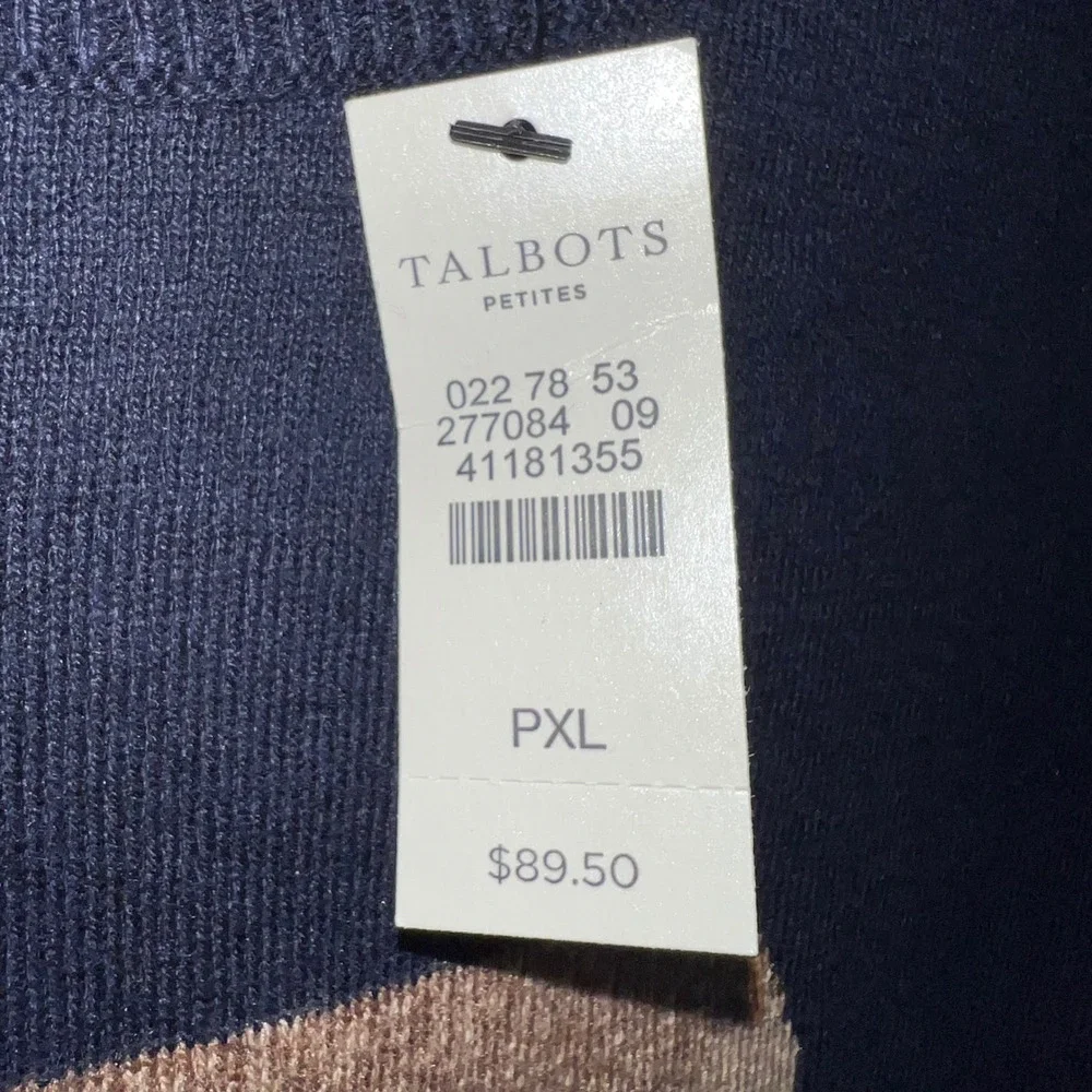 NWT Talbots Dachshund Crewneck Long Sleeve‎ Navy Sweater Size Petite XL